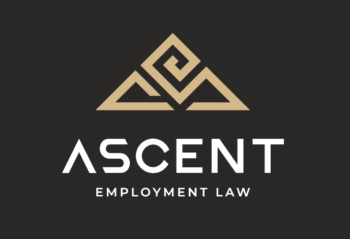 Ascent Employment Law logo. A yellow geometric triangle against a dark gray background with the word Ascent in large white letters and employment law in smaller white letters.