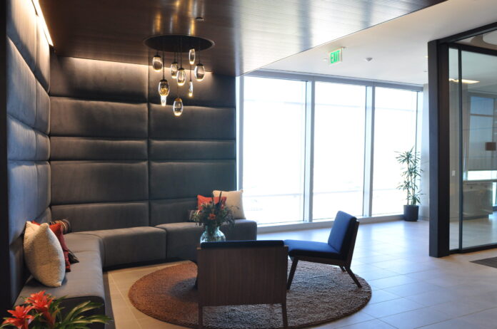 The office lobby of Greenberg Traurig in Denver.