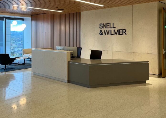 An image of the lobby of Snell & Wilmer’s new Denver office.